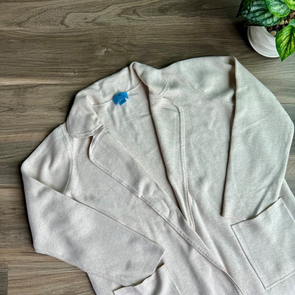 Cece Soft Open-Front Oatmeal Beige Cardigan Sweater - Coatigan | Size M - Picture 2 of 9